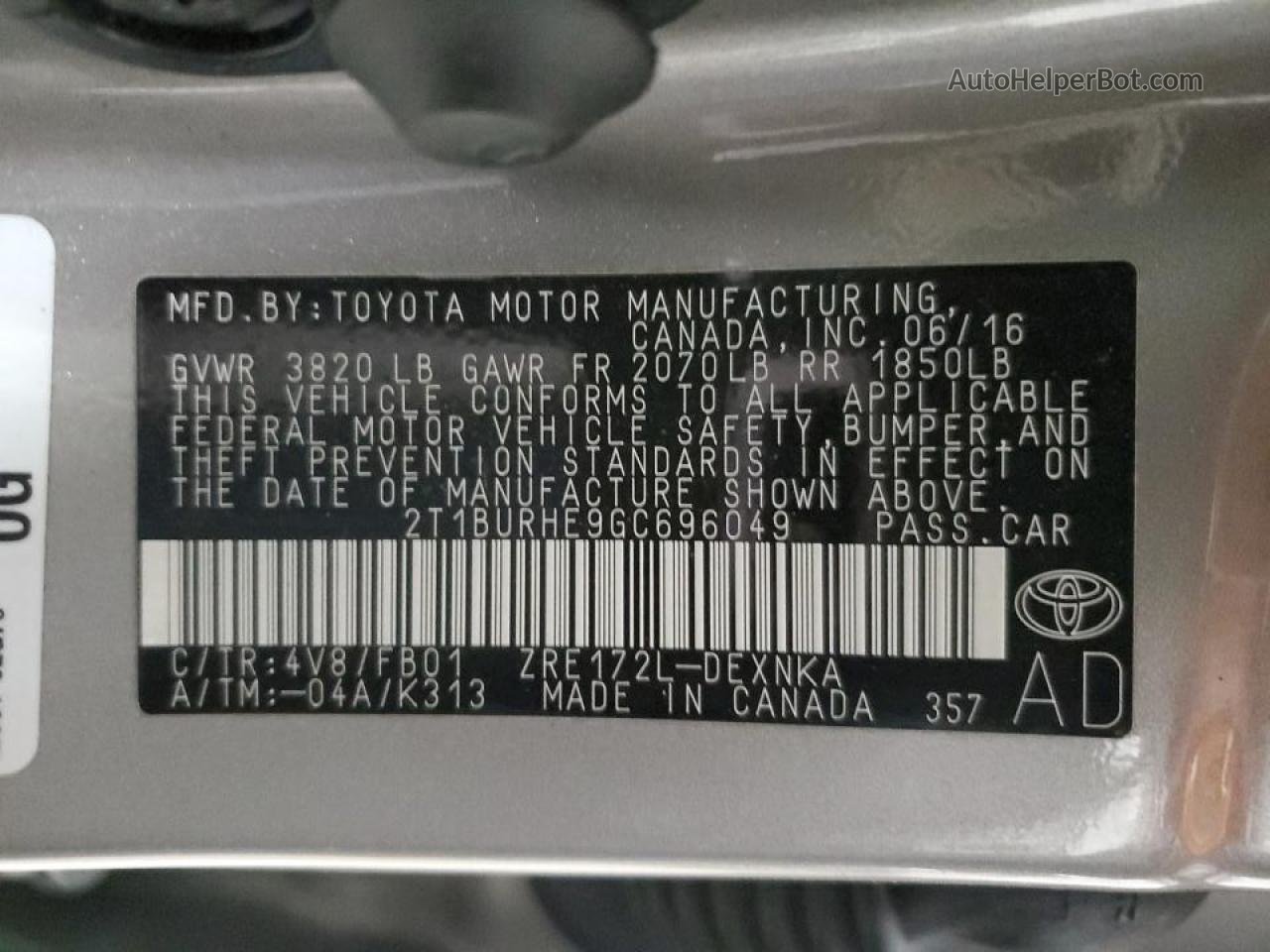 2016 Toyota Corolla L Silver vin: 2T1BURHE9GC696049
