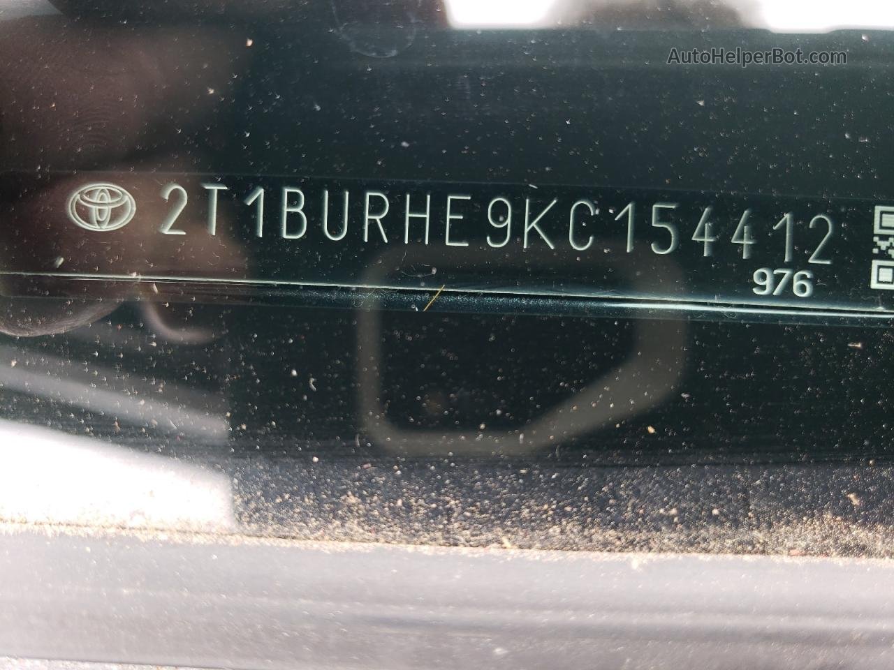 2019 Toyota Corolla L Черный vin: 2T1BURHE9KC154412