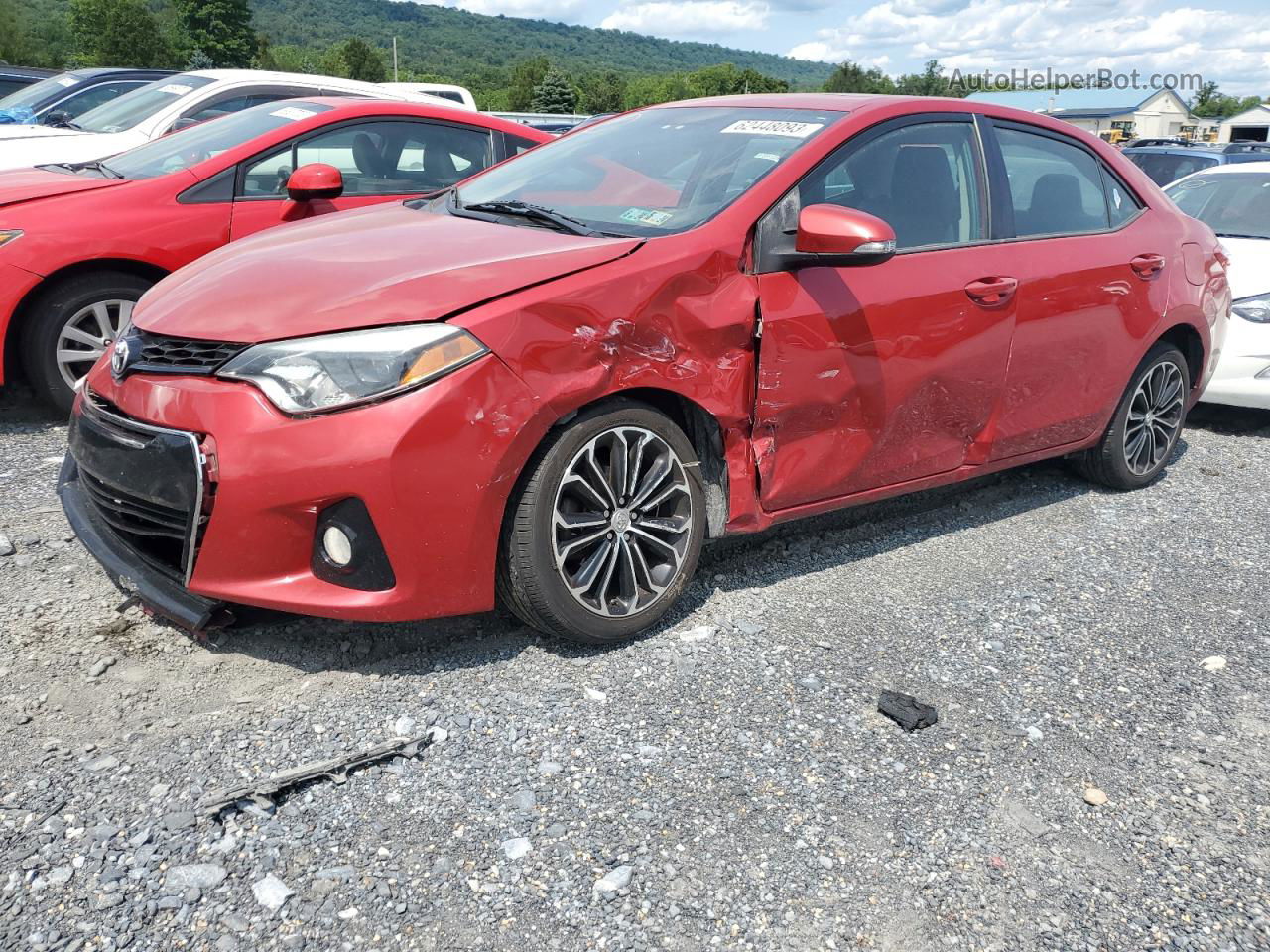 2015 Toyota Corolla L Red vin: 2T1BURHEXFC299917