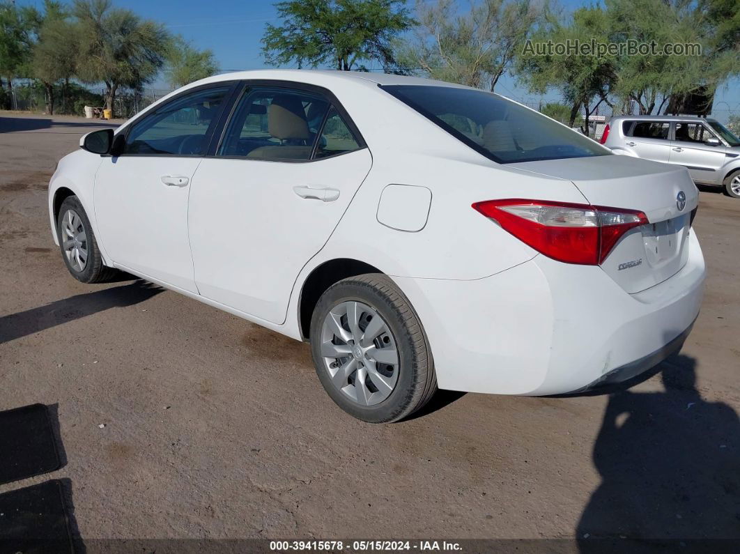 2015 Toyota Corolla Le White vin: 2T1BURHEXFC358285