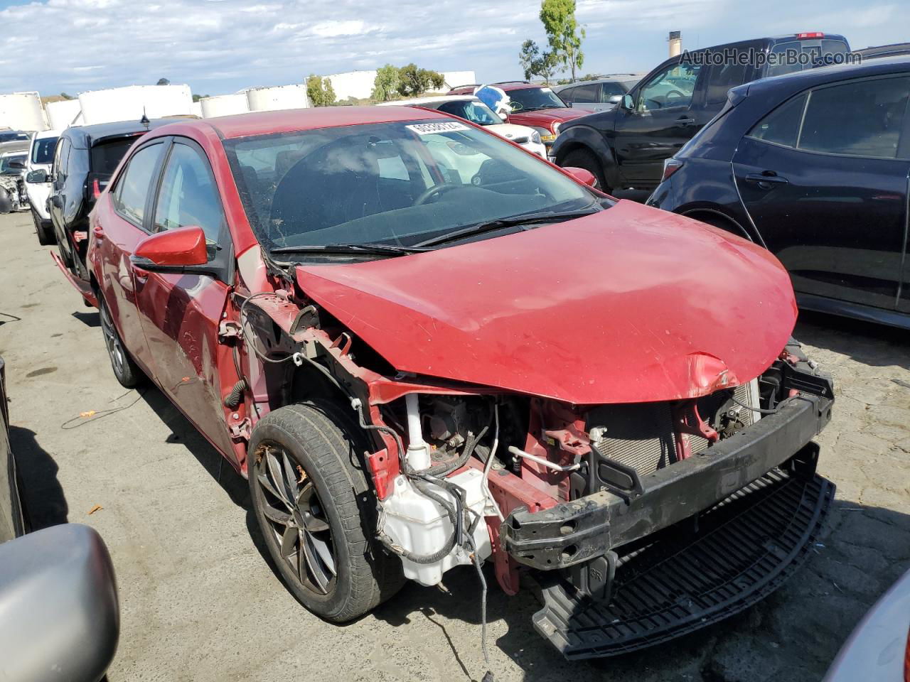 2015 Toyota Corolla L Red vin: 2T1BURHEXFC416346