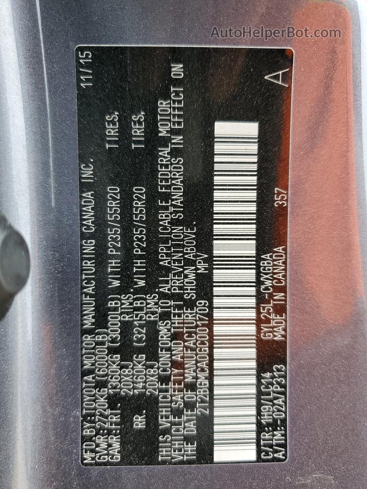 2016 Lexus Rx 450h Base Gray vin: 2T2BGMCA0GC001709