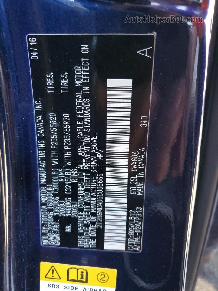 2016 Lexus Rx 450h Base Синий vin: 2T2BGMCA0GC006666