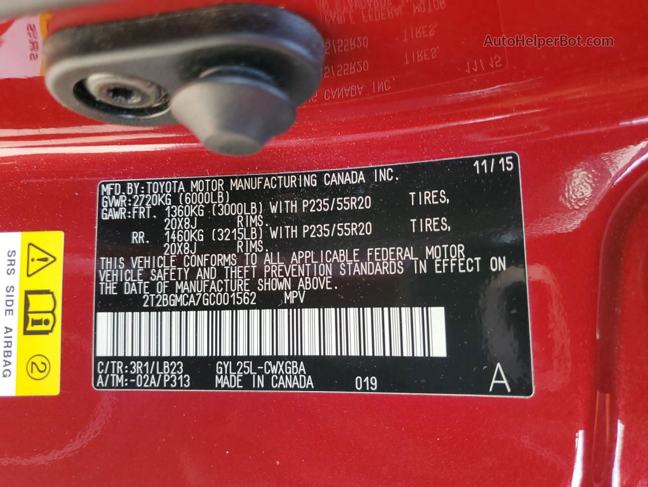 2016 Lexus Rx 450h Base Red vin: 2T2BGMCA7GC001562