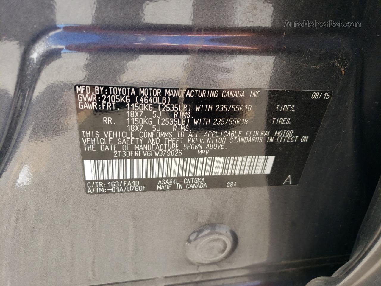 2015 Toyota Rav4 Limited Gray vin: 2T3DFREV6FW379826