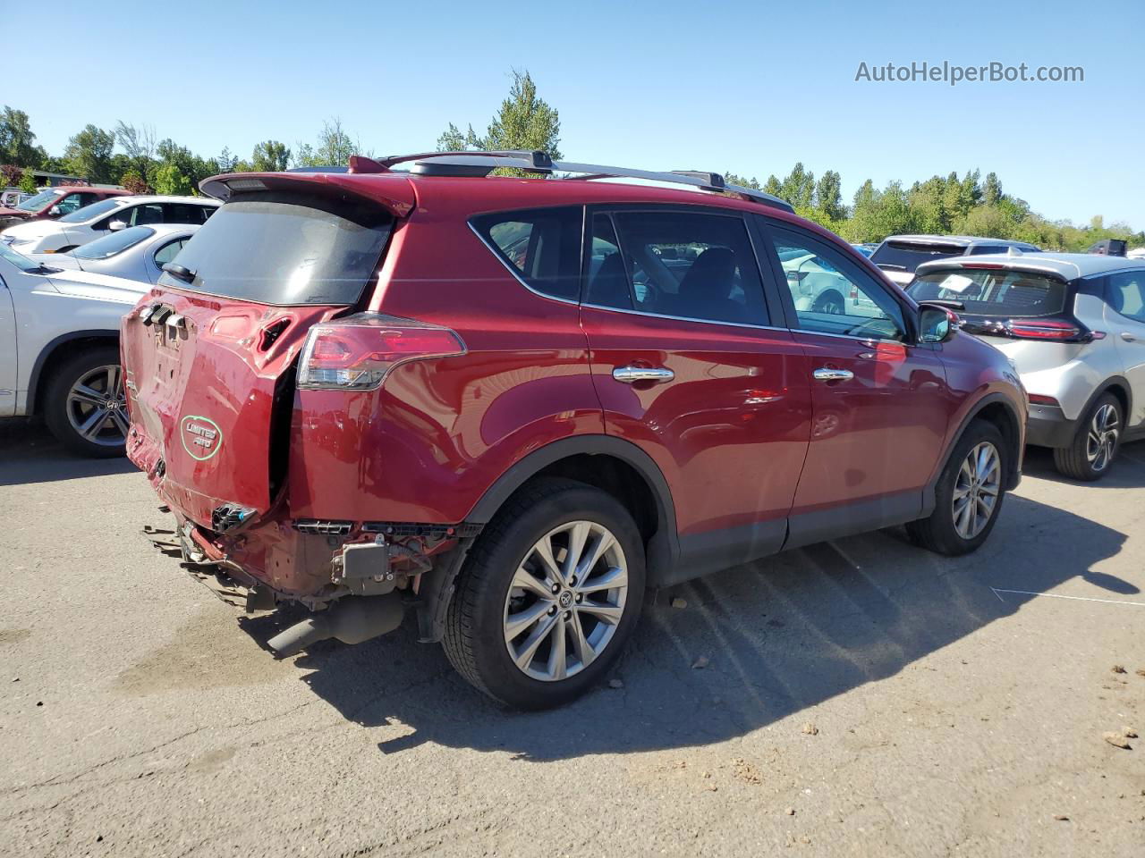 2018 Toyota Rav4 Limited Бордовый vin: 2T3DFREV9JW852725