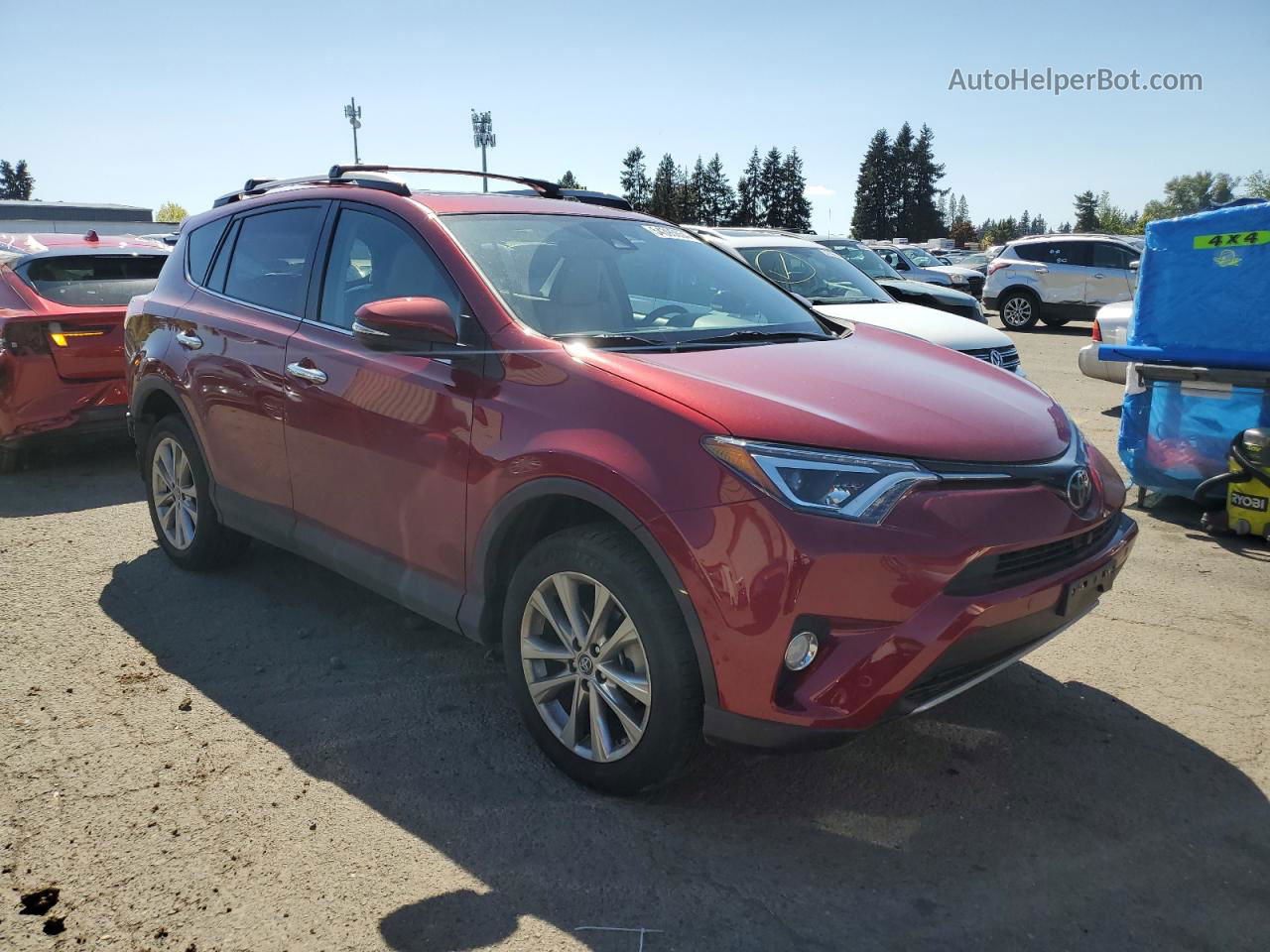 2018 Toyota Rav4 Limited Burgundy vin: 2T3DFREV9JW852725