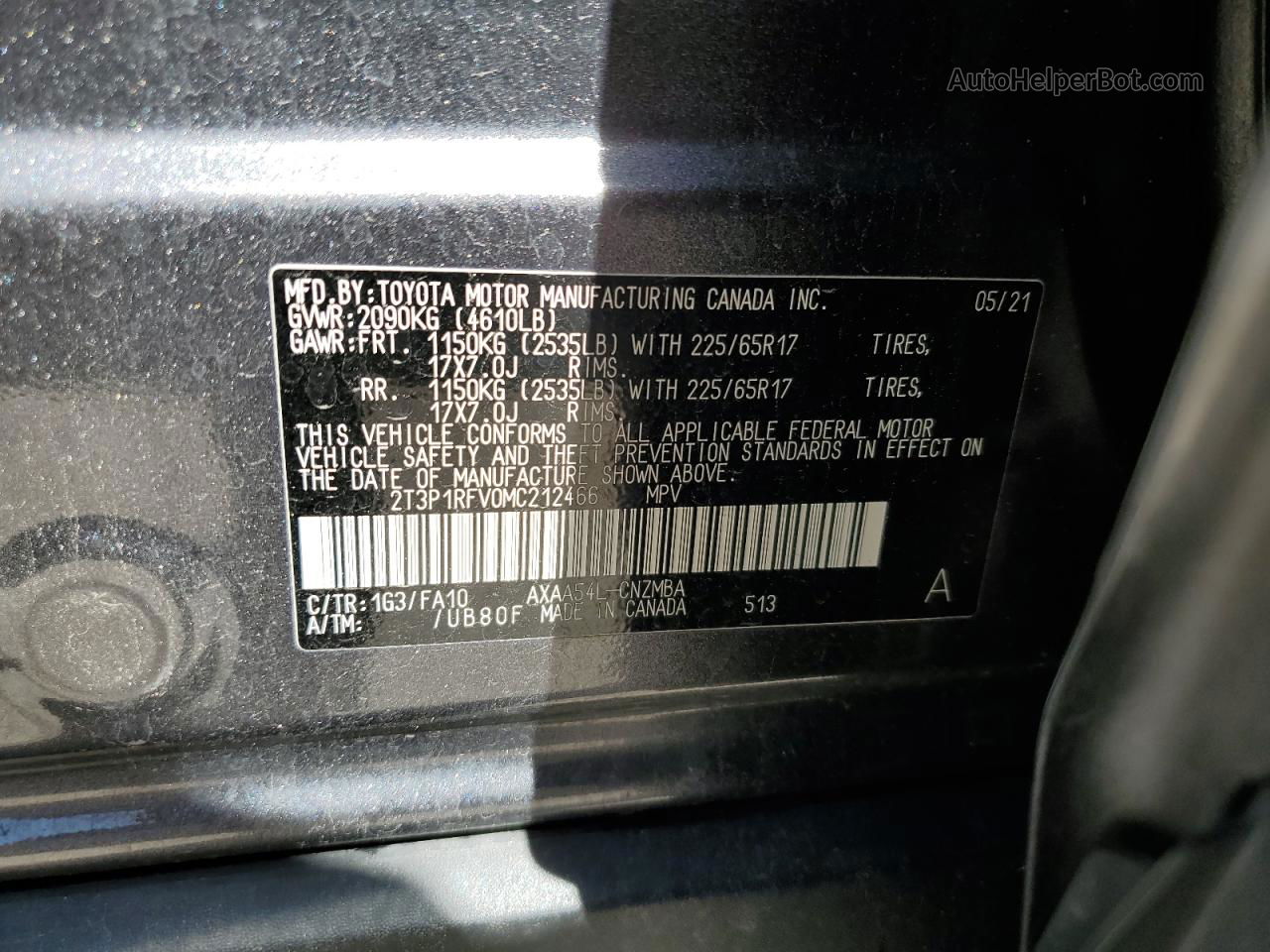 2021 Toyota Rav4 Xle Charcoal vin: 2T3P1RFV0MC212466