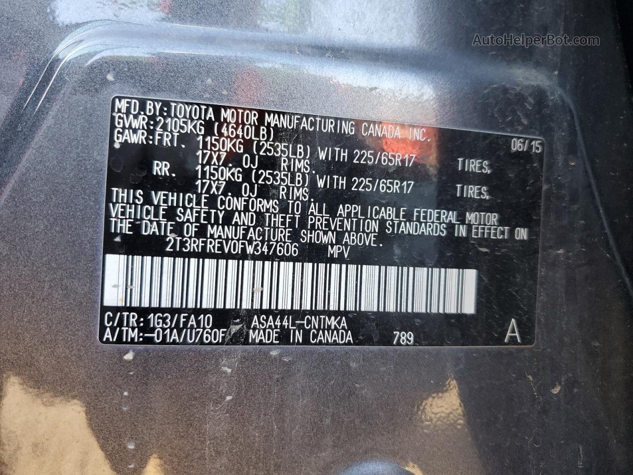 2015 Toyota Rav4 Xle Gray vin: 2T3RFREV0FW347606