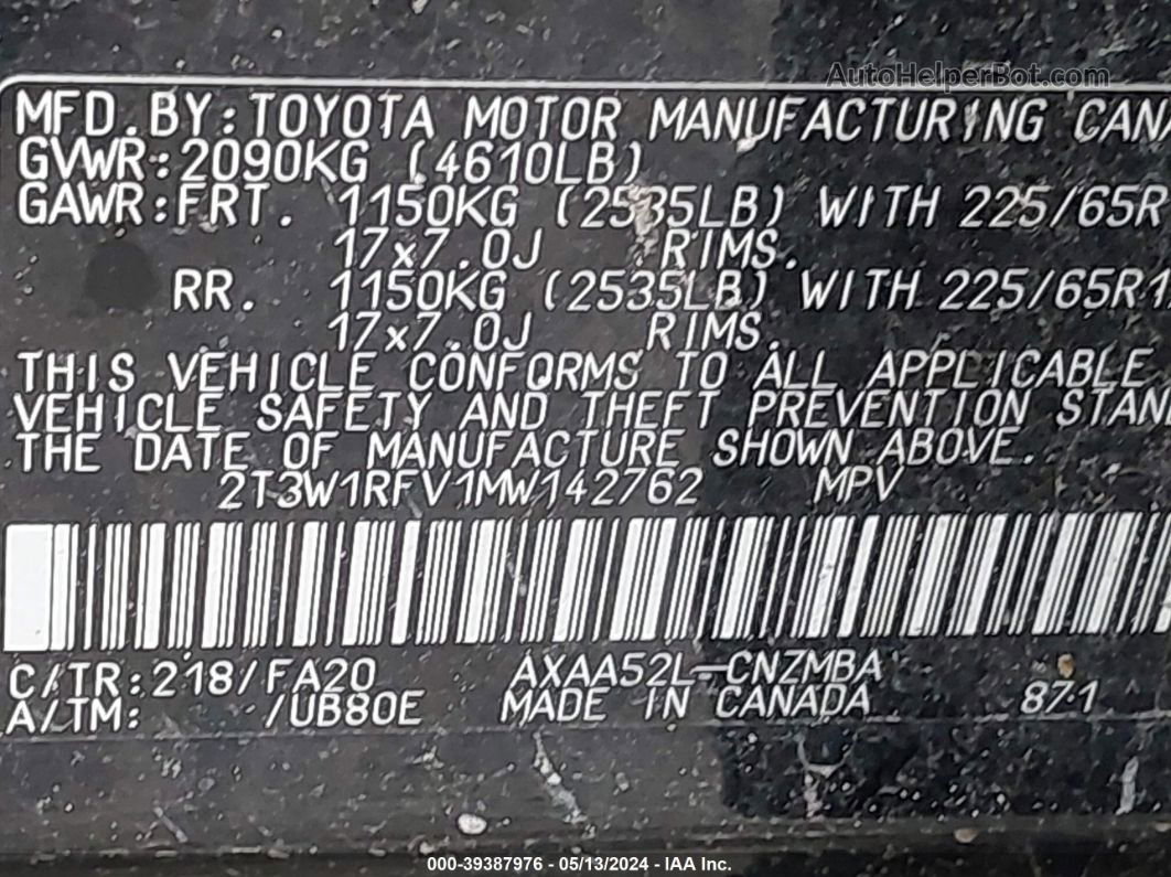 2021 Toyota Rav4 Xle Black vin: 2T3W1RFV1MW142762