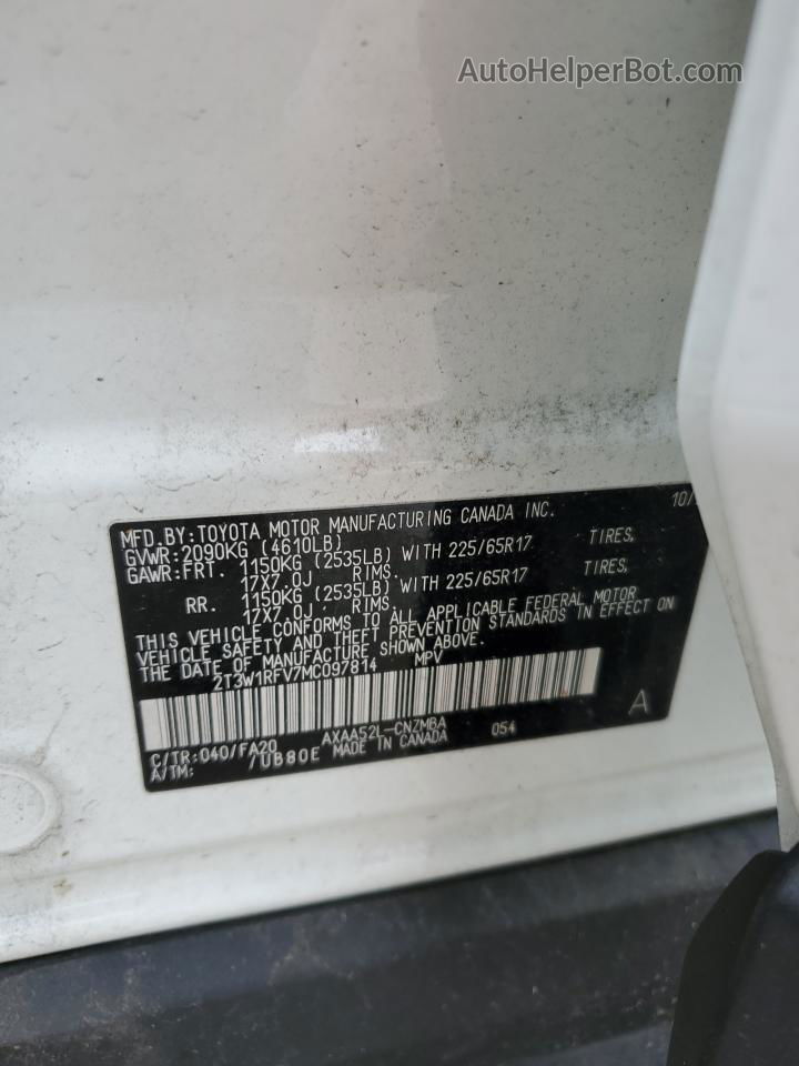2021 Toyota Rav4 Xle Белый vin: 2T3W1RFV7MC097814