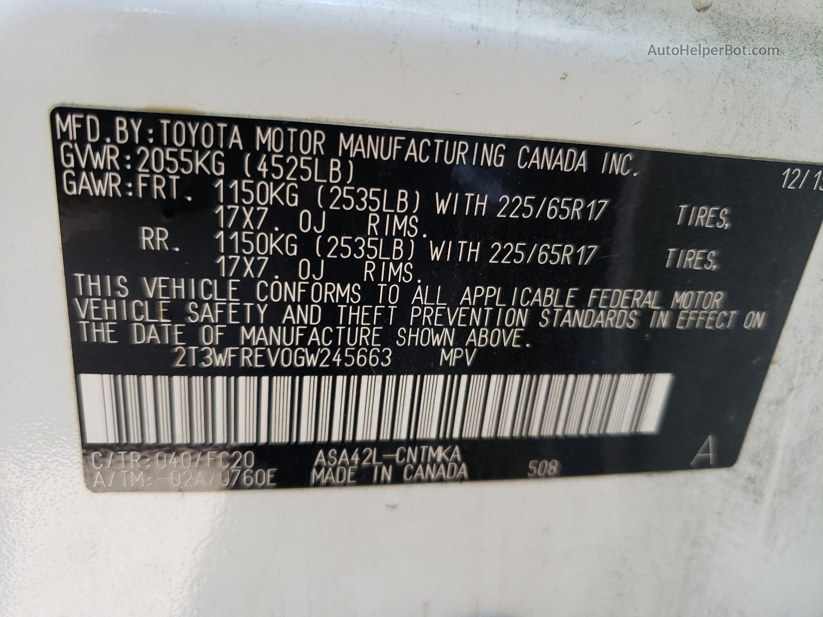 2016 Toyota Rav4 Xle White vin: 2T3WFREV0GW245663