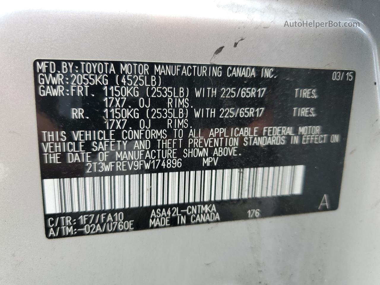 2015 Toyota Rav4 Xle Silver vin: 2T3WFREV9FW174896