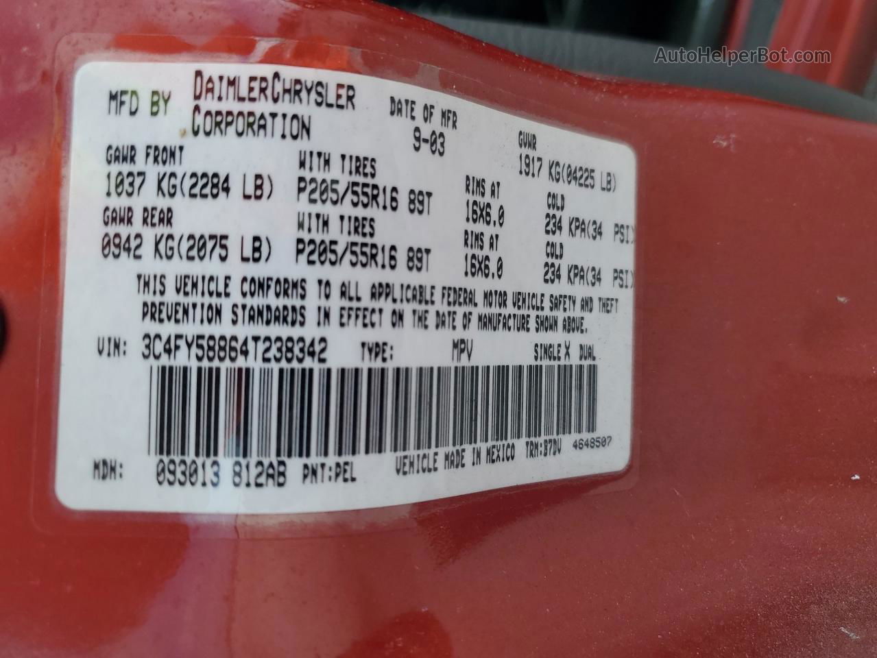 2004 Chrysler Pt Cruiser Touring Red vin: 3C4FY58864T238342