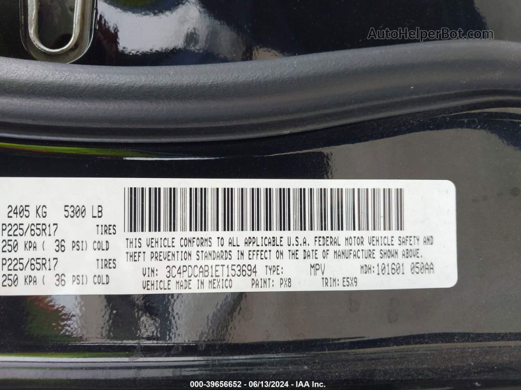 2014 Dodge Journey American Value Pkg Black vin: 3C4PDCAB1ET153694