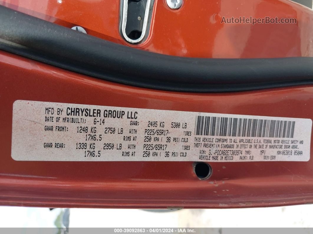 2014 Dodge Journey American Value Pkg Orange vin: 3C4PDCAB2ET303974