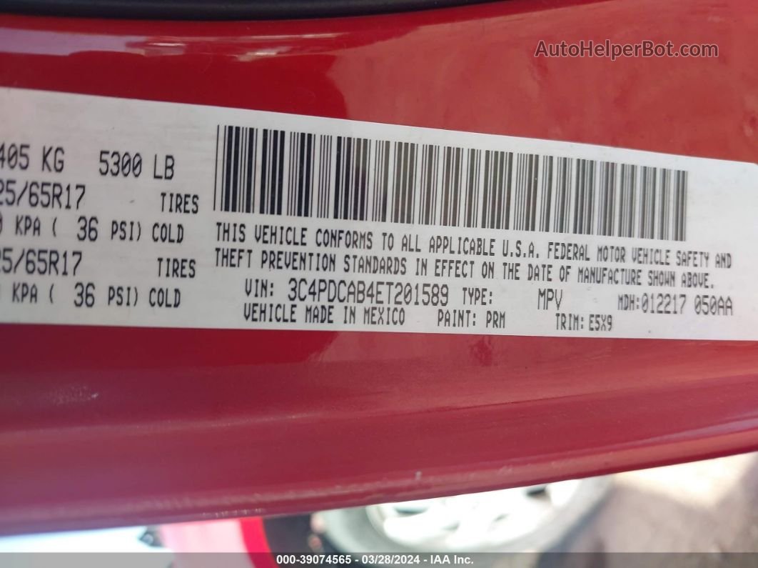 2014 Dodge Journey American Value Pkg Красный vin: 3C4PDCAB4ET201589