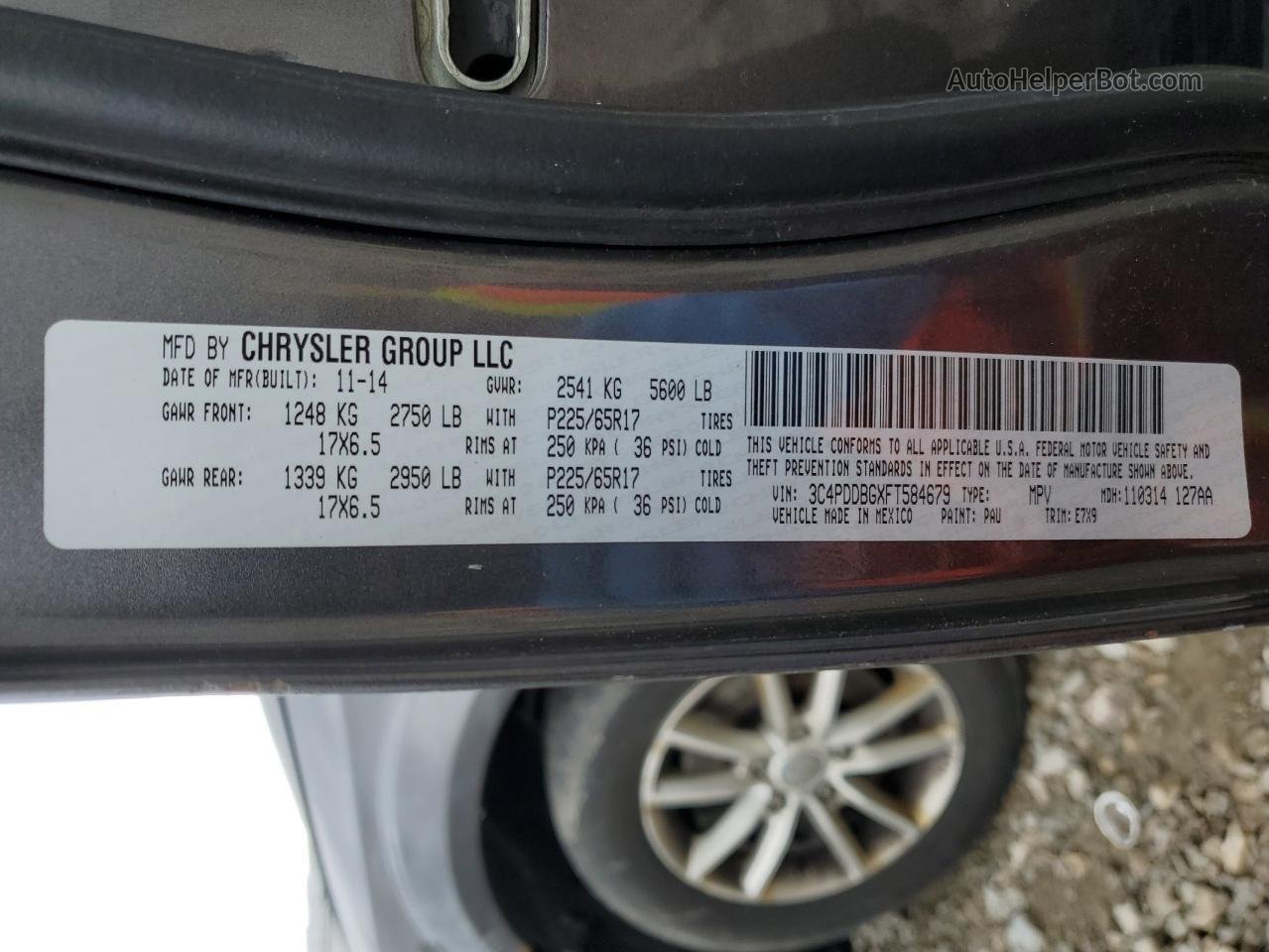 2015 Dodge Journey Sxt Charcoal vin: 3C4PDDBGXFT584679