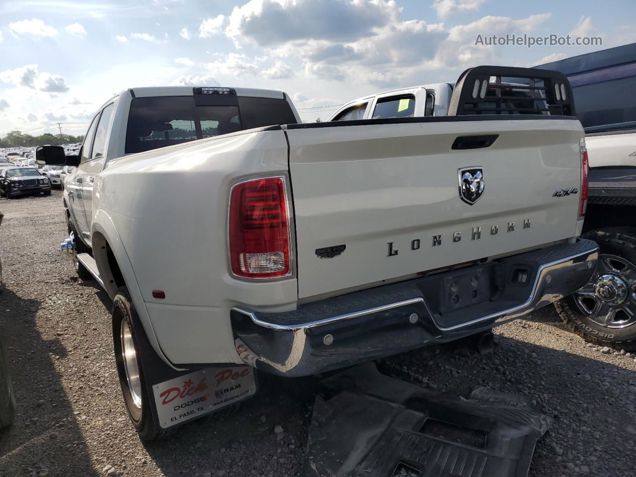 2018 Ram 3500 Longhorn White vin: 3C63RRKL6JG159379