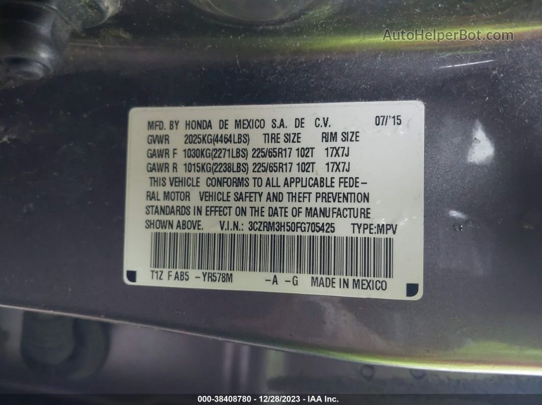 2015 Honda Cr-v Ex Gray vin: 3CZRM3H50FG705425
