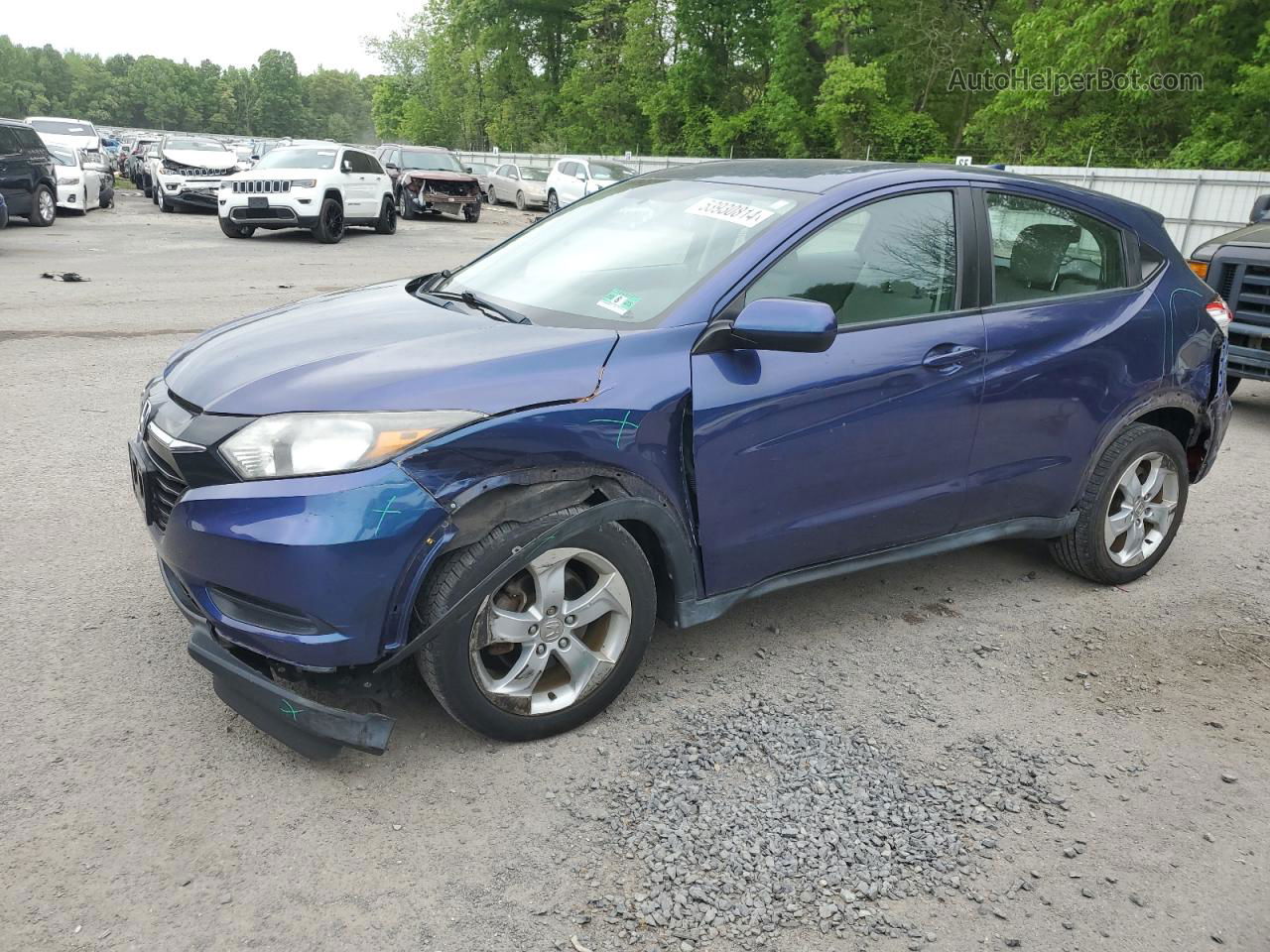 2016 Honda Hr-v Lx Blue vin: 3CZRU6H33GM743105