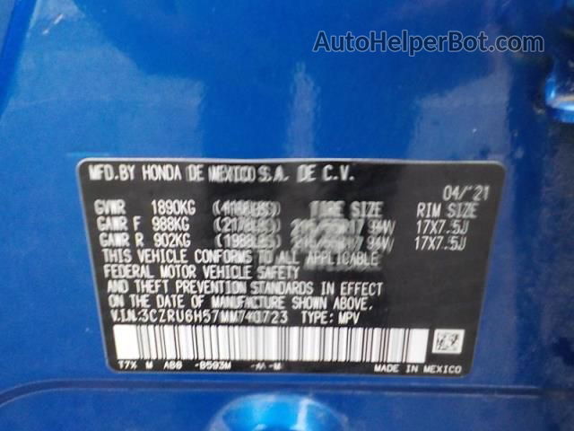 2021 Honda Hr-v Ex Blue vin: 3CZRU6H57MM740723