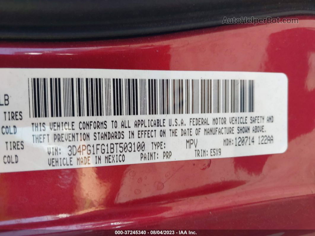 2011 Dodge Journey Mainstreet Red vin: 3D4PG1FG1BT503100