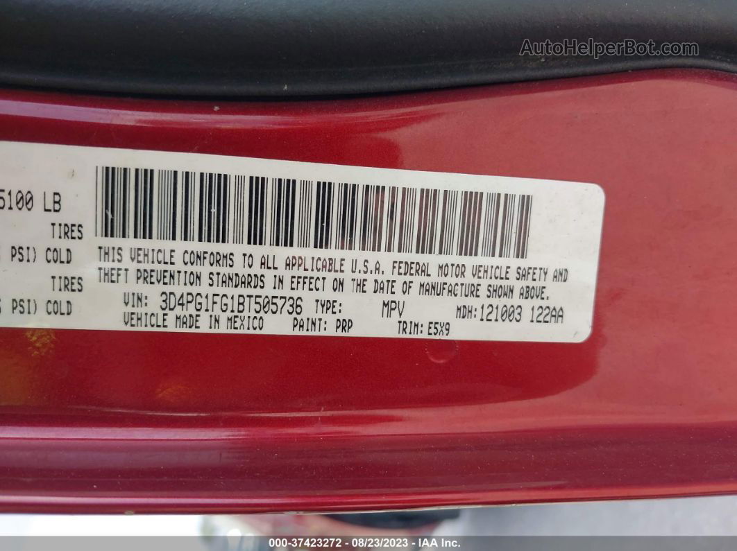 2011 Dodge Journey Mainstreet Red vin: 3D4PG1FG1BT505736