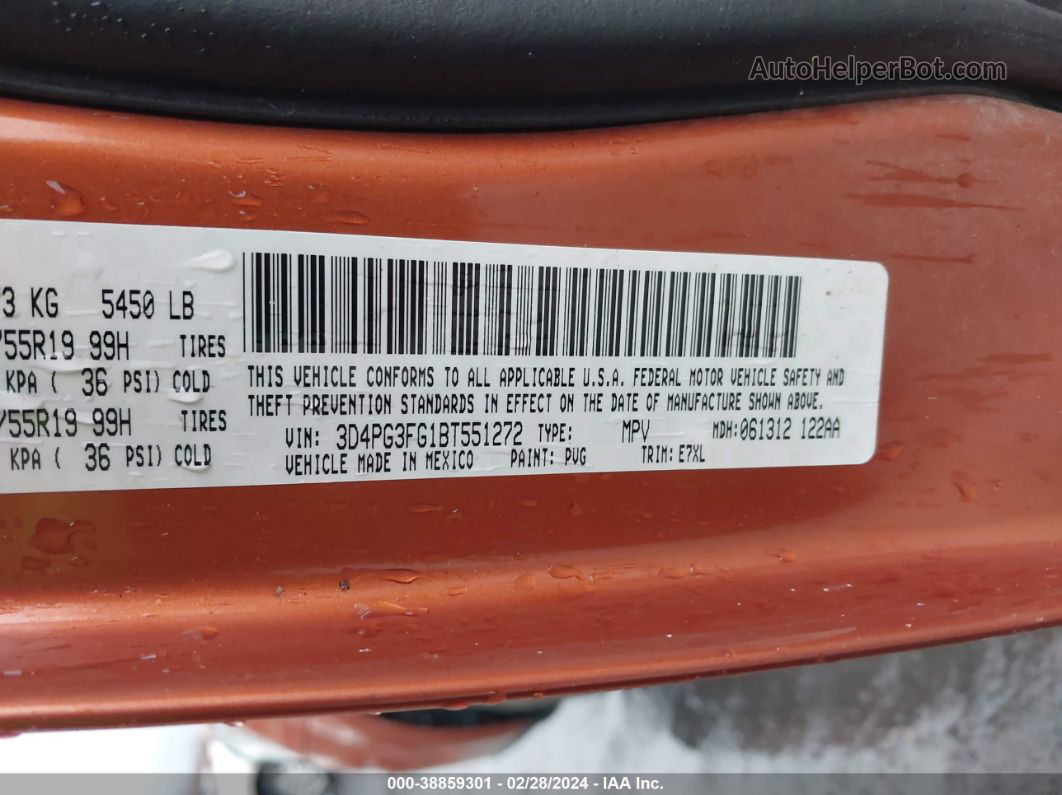 2011 Dodge Journey Crew Orange vin: 3D4PG3FG1BT551272