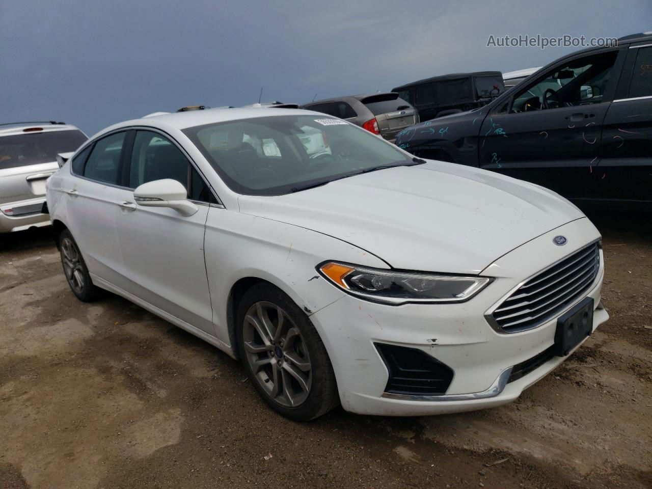 2019 Ford Fusion Sel White vin: 3FA6P0CD0KR238475