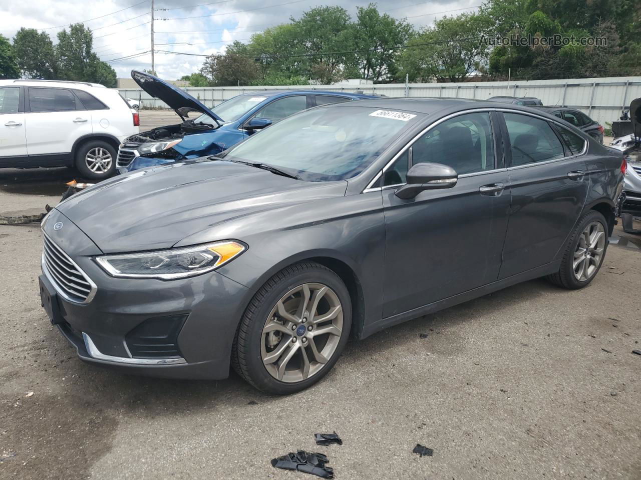 2019 Ford Fusion Sel Gray vin: 3FA6P0CD5KR286201