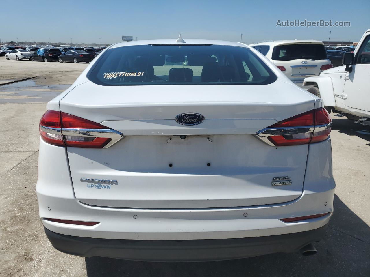 2019 Ford Fusion Sel White vin: 3FA6P0CD8KR182351