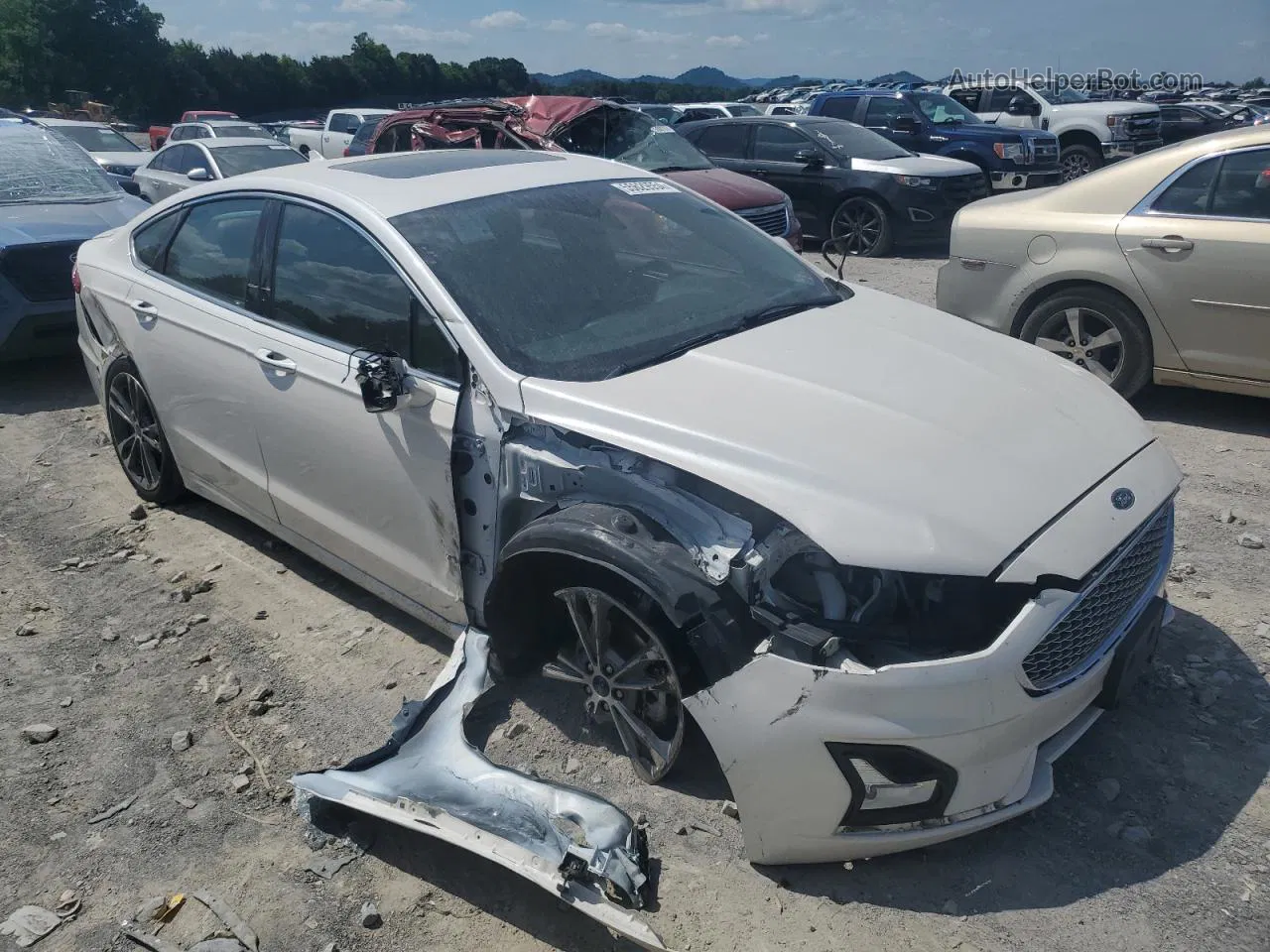 2019 Ford Fusion Titanium White vin: 3FA6P0D90KR281773