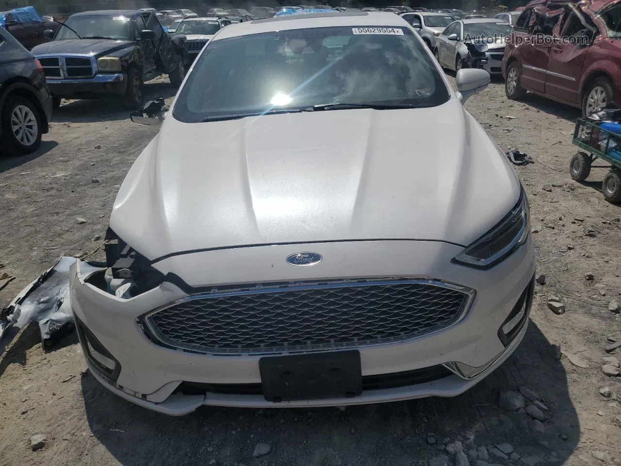 2019 Ford Fusion Titanium White vin: 3FA6P0D90KR281773