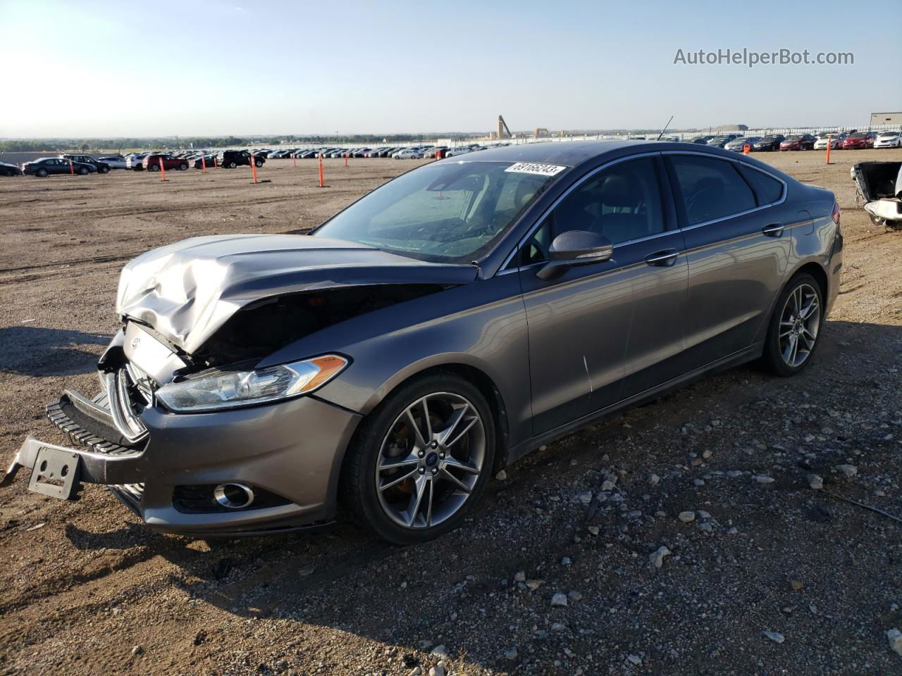 2013 Ford Fusion Titanium Серый vin: 3FA6P0D92DR273337