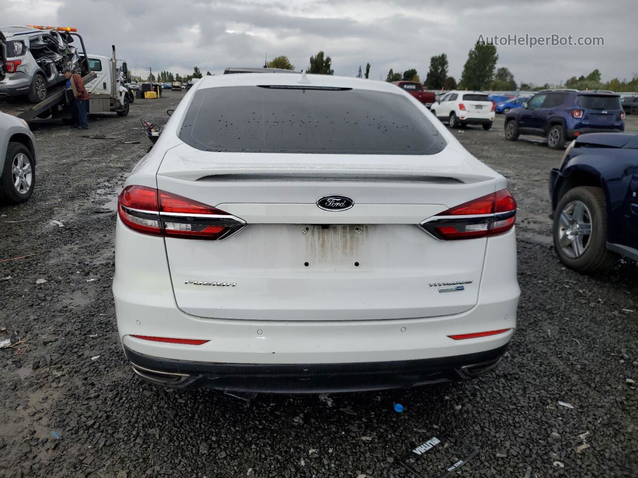 2019 Ford Fusion Titanium White vin: 3FA6P0D93KR223043