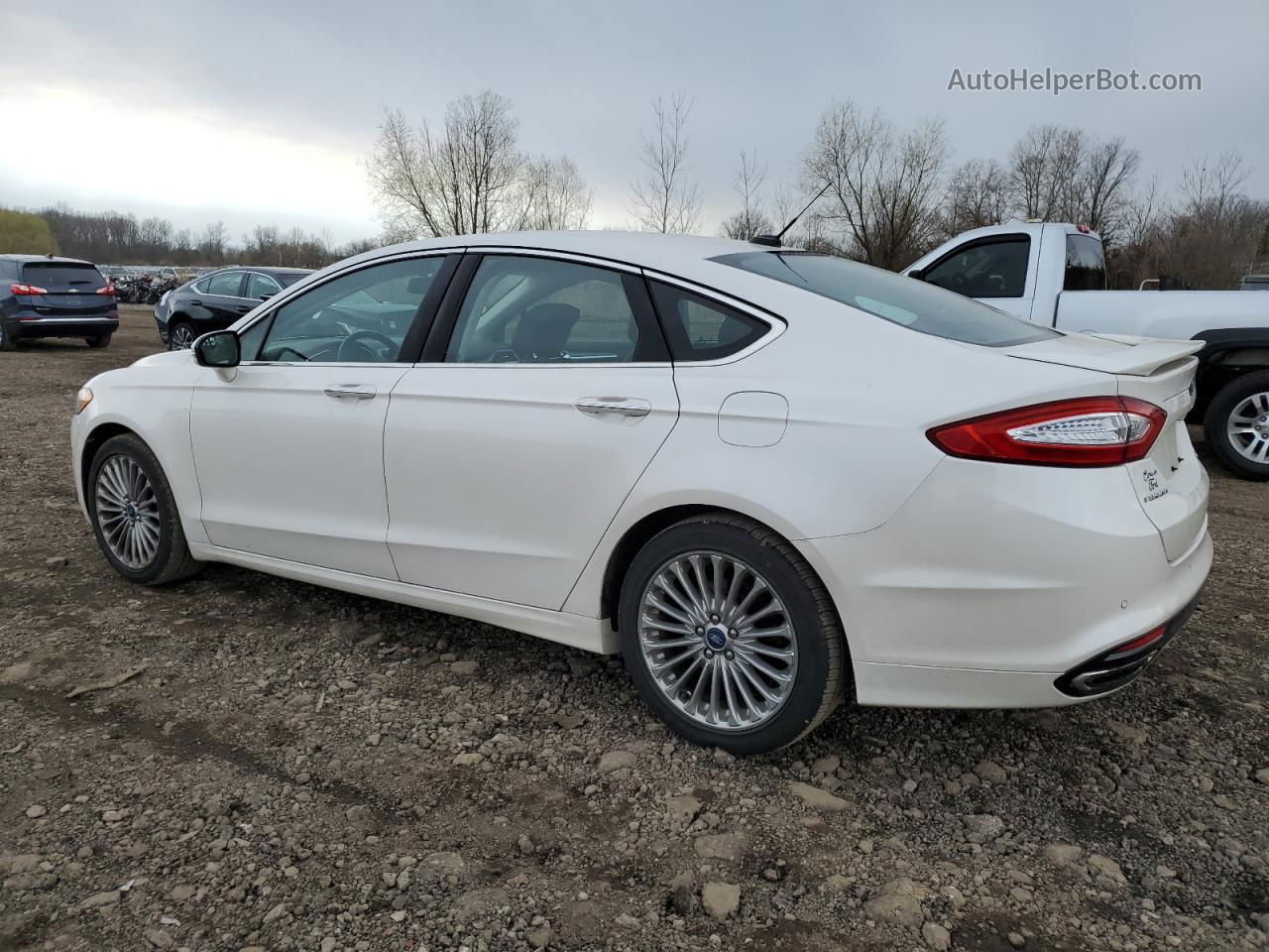 2014 Ford Fusion Titanium White vin: 3FA6P0D94ER297351