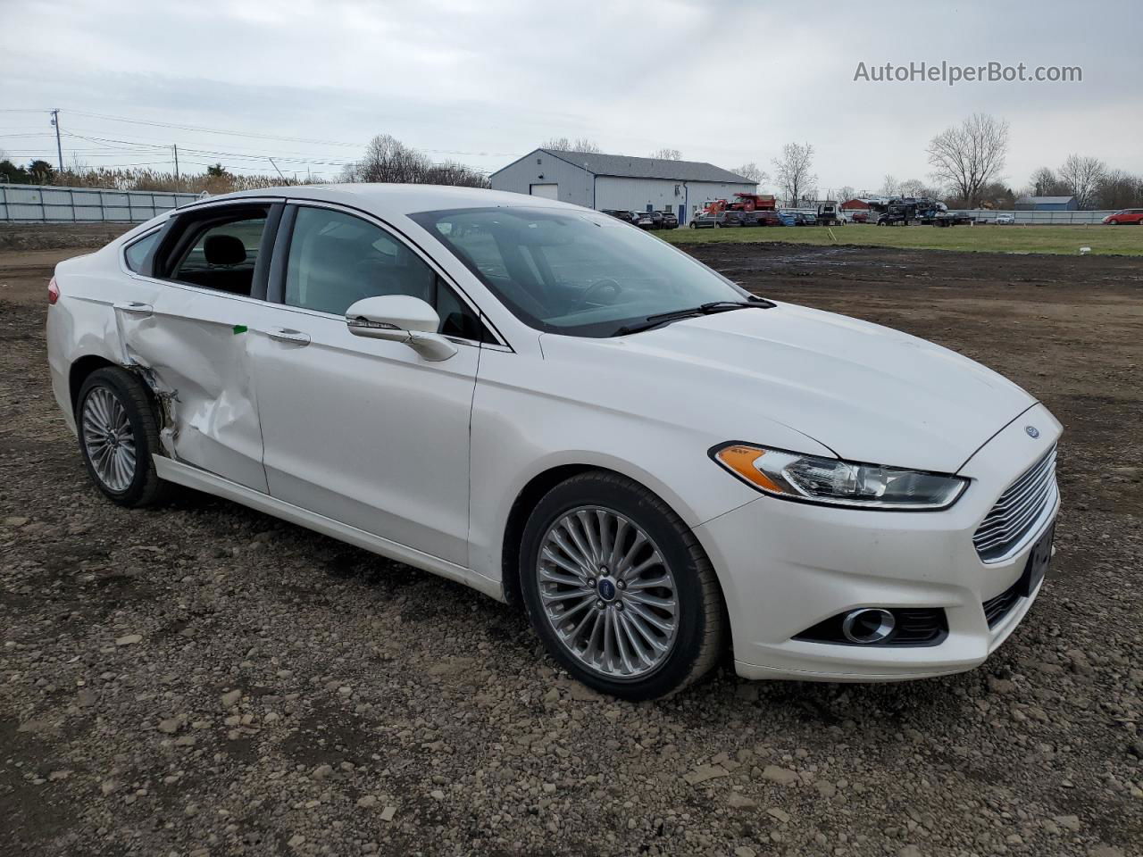 2014 Ford Fusion Titanium White vin: 3FA6P0D94ER297351