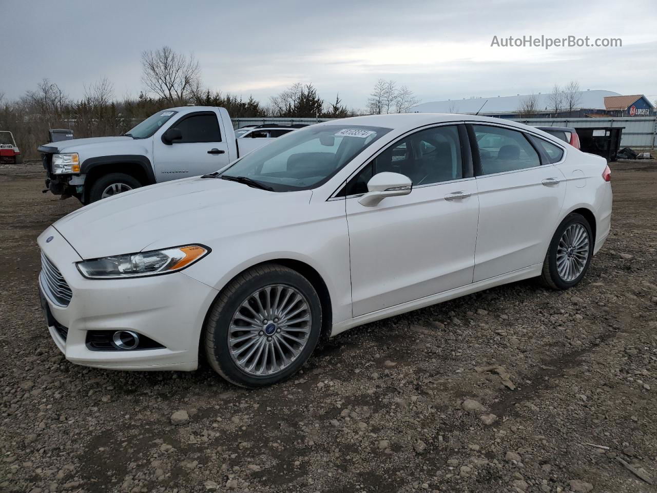 2014 Ford Fusion Titanium White vin: 3FA6P0D94ER297351