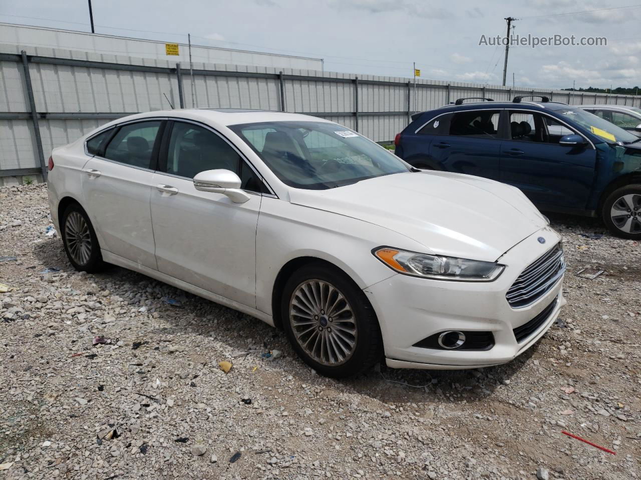 2013 Ford Fusion Titanium White vin: 3FA6P0D95DR213682