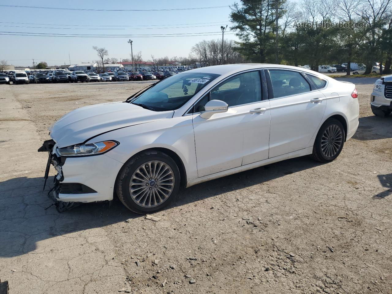 2014 Ford Fusion Titanium White vin: 3FA6P0D96ER100180