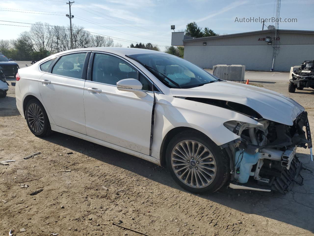 2014 Ford Fusion Titanium White vin: 3FA6P0D96ER100180