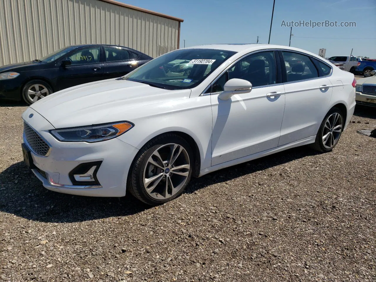 2019 Ford Fusion Titanium White vin: 3FA6P0D96KR243626