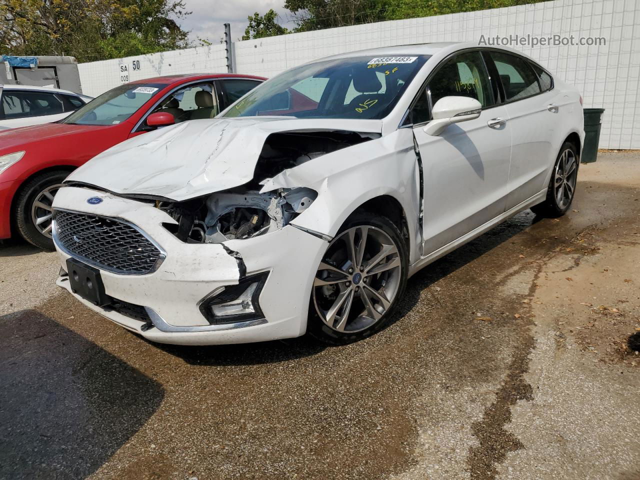 2019 Ford Fusion Titanium White vin: 3FA6P0D97KR124256