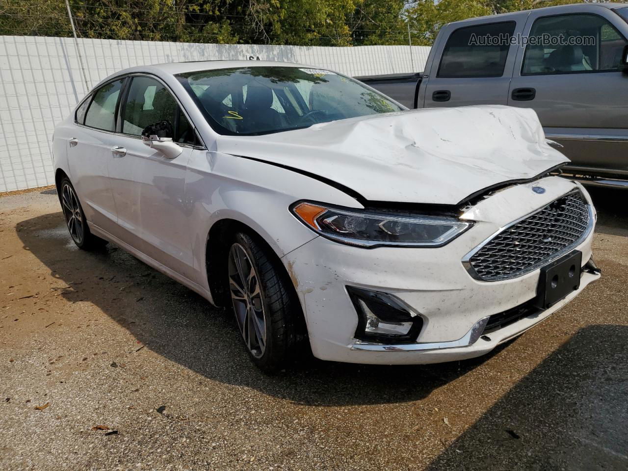 2019 Ford Fusion Titanium White vin: 3FA6P0D97KR124256