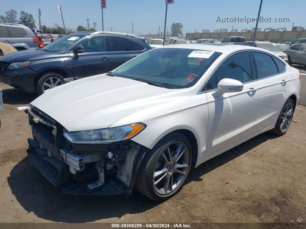 2014 Ford Fusion Titanium White vin: 3FA6P0D98ER343957