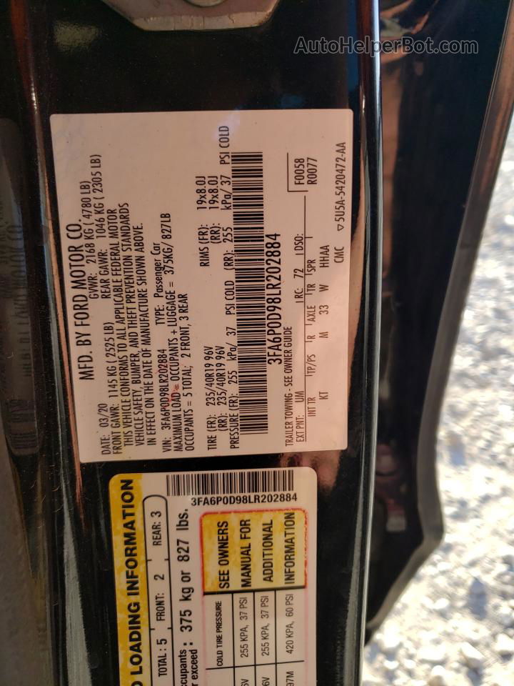 2020 Ford Fusion Titanium Black vin: 3FA6P0D98LR202884