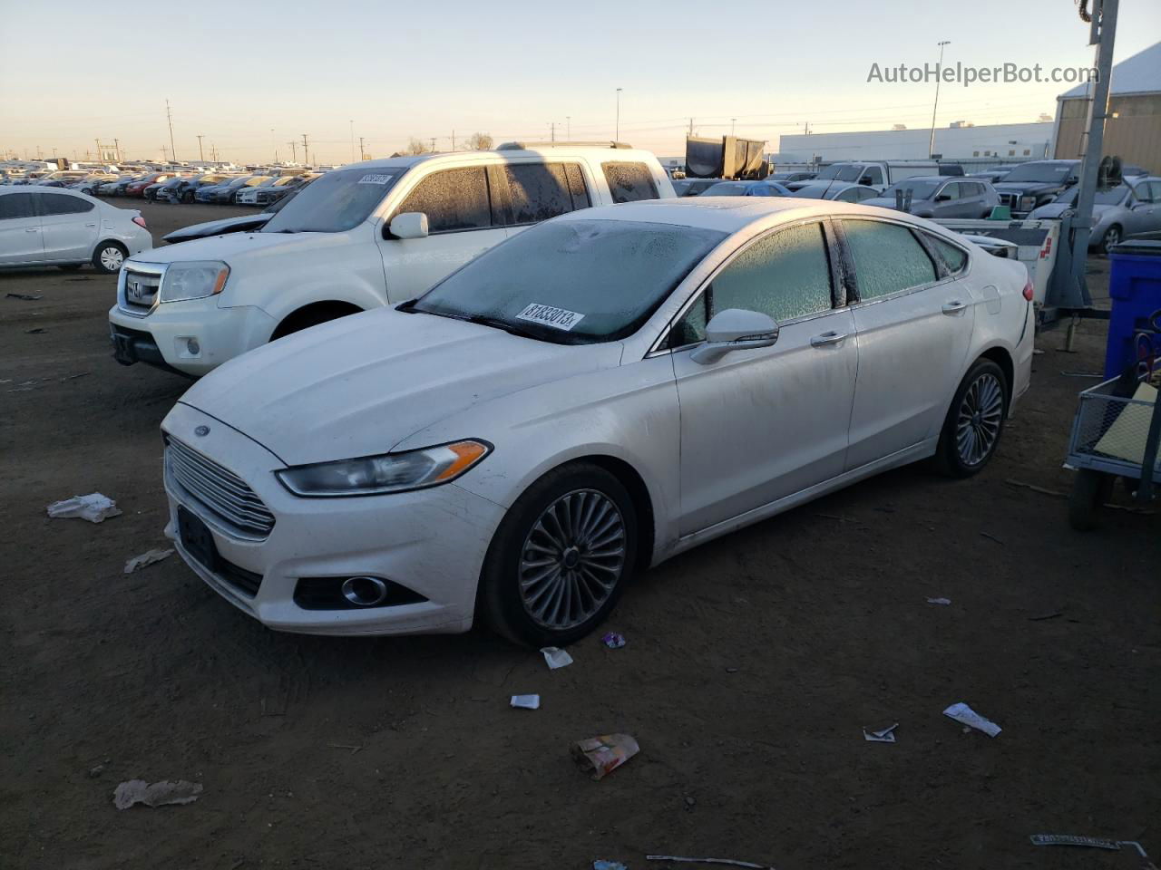 2013 Ford Fusion Titanium White vin: 3FA6P0D9XDR254096