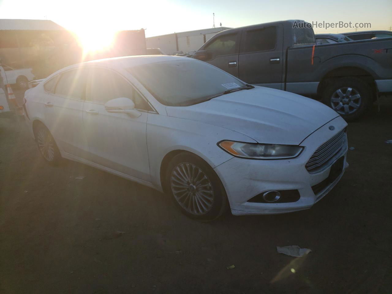 2013 Ford Fusion Titanium White vin: 3FA6P0D9XDR254096