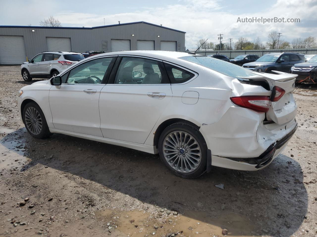 2014 Ford Fusion Titanium White vin: 3FA6P0D9XER223755